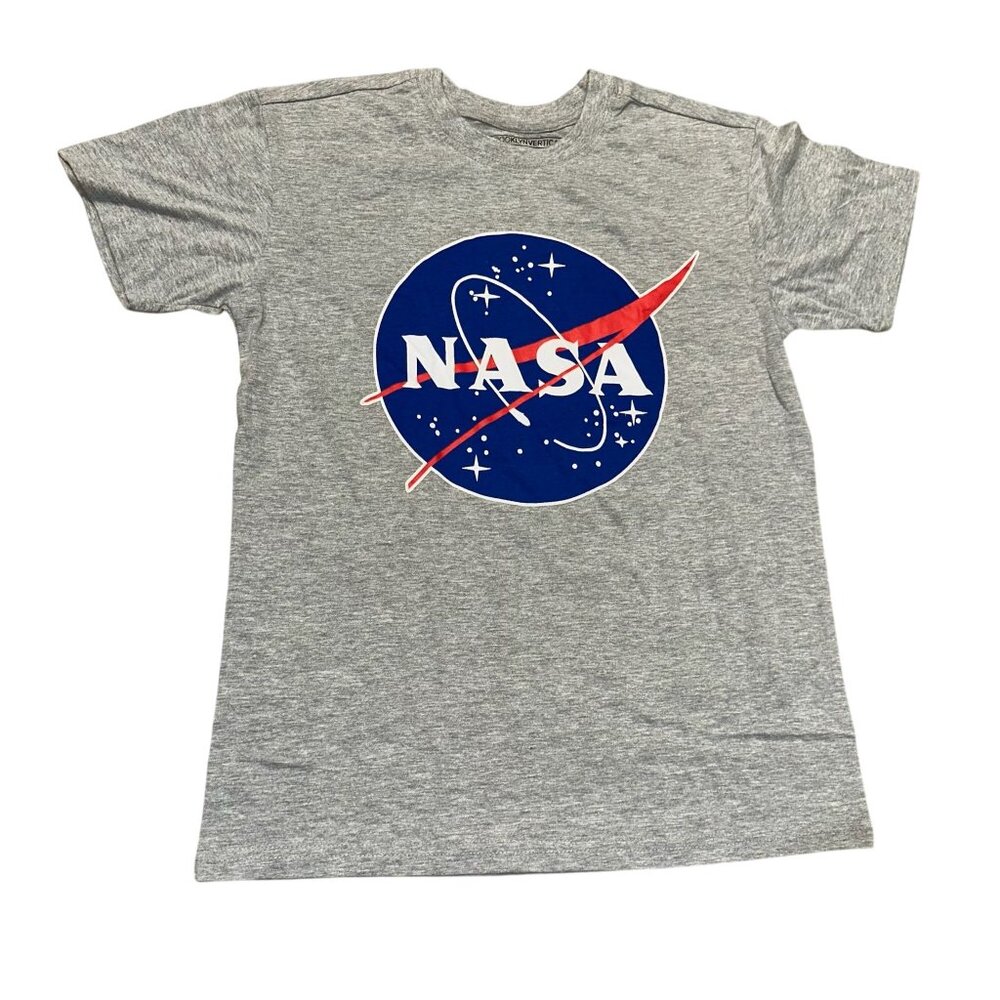 NASA Graphic T-Shirt S Brooklyn Vertical 100% Cotton Gray Unisex Casual Crewneck